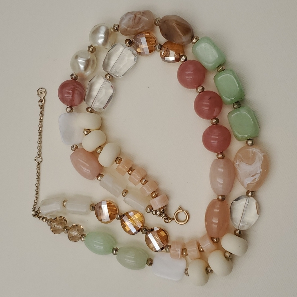 LOFT Double Strand Pastel Mixed Media Beads Necklace - Picture 6 of 7